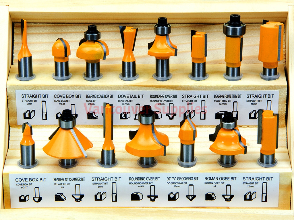 15Pcs 5 16 Router Bit Set Shank Tungsten Carbide Rotary Tool